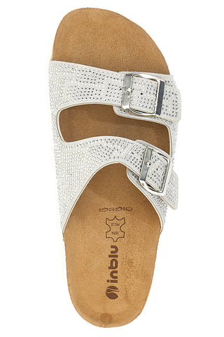 Weiße Hausschuhe mit blauen Strasssteinen 37 Nm