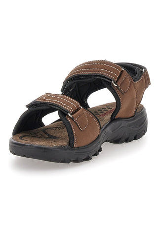 Sandali Marroni Con Strappi in Velcro Canguro 1015