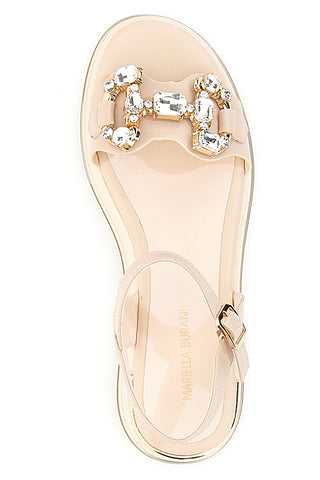 Cremefarbene Sandalen mit Keilabsatz Mariella Burani 50640