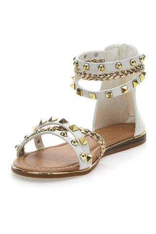 Sandali Bassi Bianchi con Borchie Cafè Cost 1404