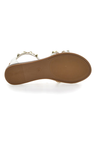 Sandali Bassi Bianchi con Borchie Cafè Cost 1404