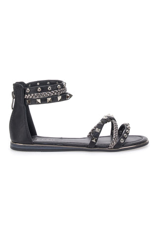 Sandali Neri Flat Con Borchie Cafe' Cost 1404
