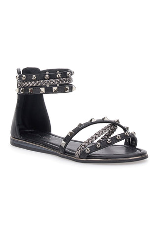 Sandali Neri Flat Con Borchie Cafe' Cost 1404
