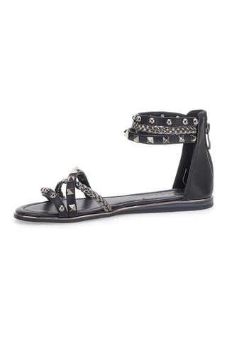 Sandali Neri Flat Con Borchie Cafe' Cost 1404