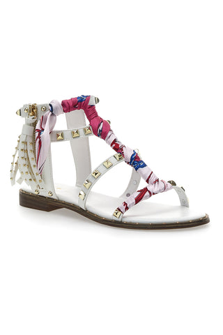 Weiße Sklavensandalen mit Nieten Me & Me 1532