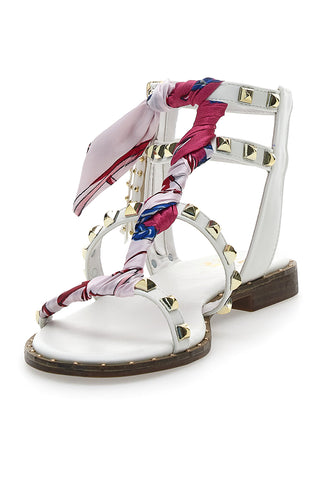 Weiße Sklavensandalen mit Nieten Me & Me 1532