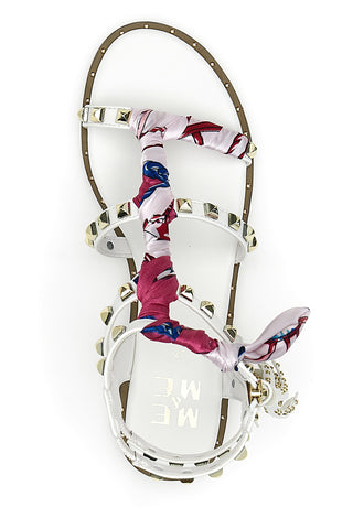 Weiße Sklavensandalen mit Nieten Me & Me 1532