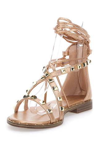 Sandali Flat alla Schiava Oro Rosa Con Inserti Metallici Me & Me 1531