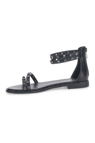 Schwarze flache Sandalen mit Nieten Me & Me 2535