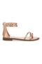 Roségoldene flache Sandalen mit Nieten Me & Me 2535