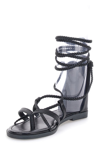 Sandali Lace-Up Neri Con Suola Flat Cafe' Cost 2502