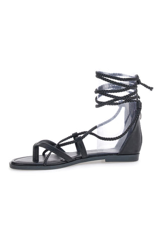 Sandali Lace-Up Neri Con Suola Flat Cafe' Cost 2502