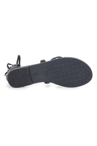 Sandali Lace-Up Neri Con Suola Flat Cafe' Cost 2502