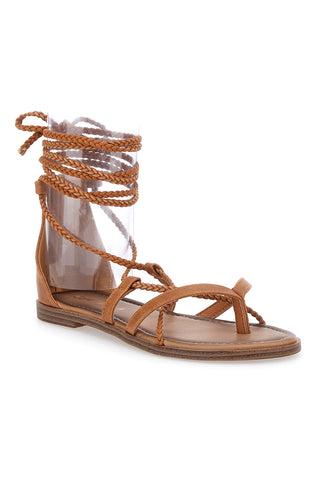 Sandali Lace-Up Sabbia Con Suola Flat Cafe' Cost 2502