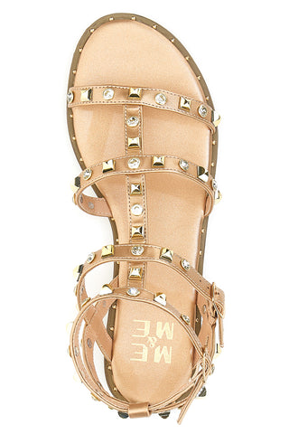 Roségoldene flache Sandalen mit Nieten Me & Me 1537