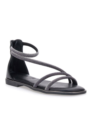 Sandali Flat Neri Con Strass Cafe' Cost 271