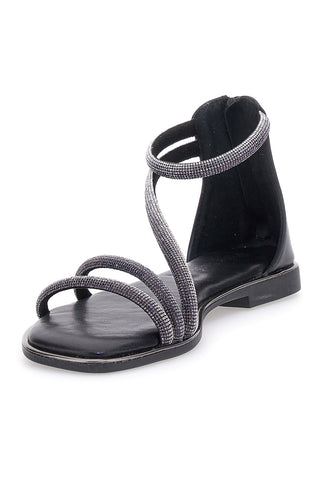 Sandali Flat Neri Con Strass Cafe' Cost 271