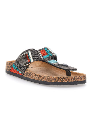 Schwarze Flip-Flops mit Nieten und Perlen Me & Me 14179