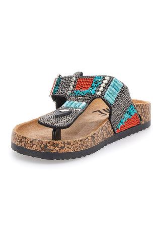 Schwarze Flip-Flops mit Nieten und Perlen Me & Me 14179