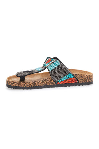 Schwarze Flip-Flops mit Nieten und Perlen Me & Me 14179