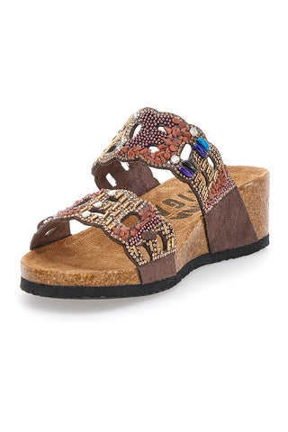 Ciabatte Marroni Con Perline Prima Riga 14607