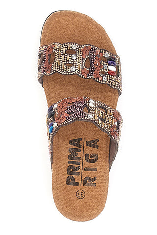 Ciabatte Marroni Con Perline Prima Riga 14607