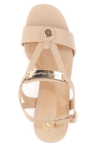 Beige Sandalen mit 6,5 cm Absatz für Damen Laura Biagiotti 8518M