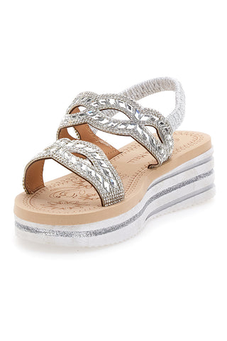 Silberne Sandalen mit Perlen Quanna Mel 21030