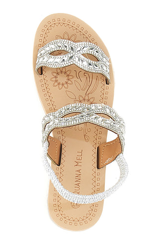 Silberne Sandalen mit Perlen Quanna Mel 21030