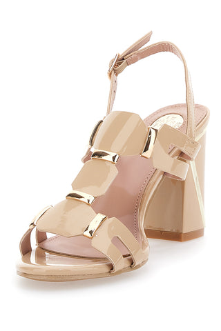 Beige Sandalen mit goldenen Details Le Havre Paris 231
