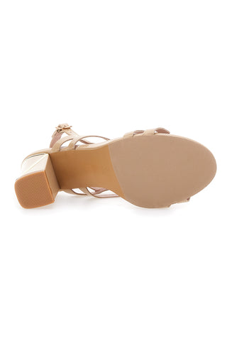 Beige Sandalen mit goldenen Details Le Havre Paris 231