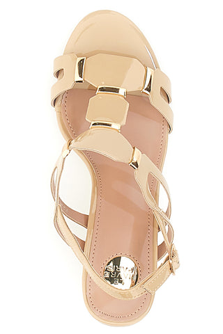 Beige Sandalen mit goldenen Details Le Havre Paris 231
