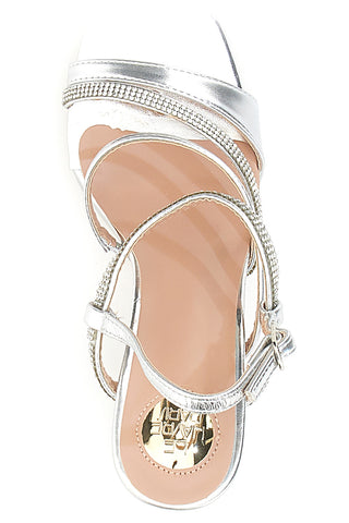 Silberne Sandale mit Absatz und Webmuster LE HAVRE PARIS 661310