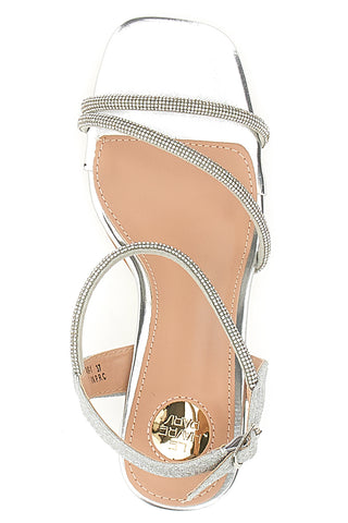 Silberne Sandalen mit Strasssteinen Le Havre Paris 50491