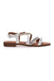 Weiße Sandalen mit flacher Sohle und Nieten The First 313811