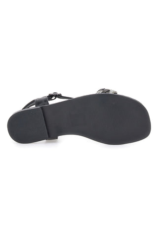 Schwarze Sandalen mit Zopf The First 92119