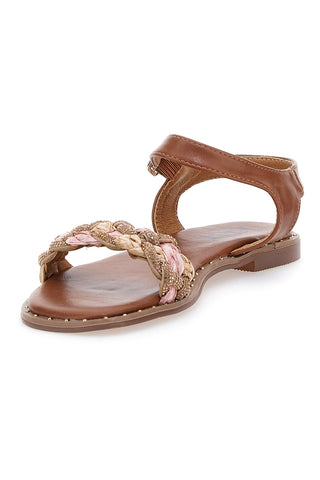 Cognacfarbene Sandalen mit Zopf The First 92119