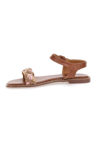 Cognacfarbene Sandalen mit Zopf The First 92119