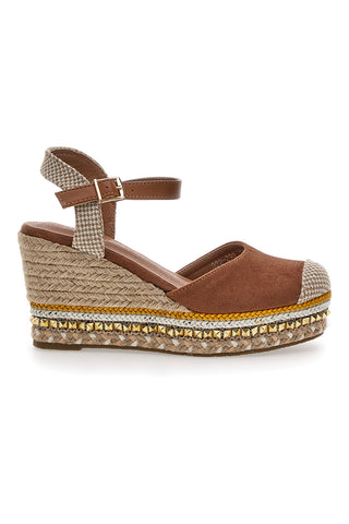 Sandali Espadrillas Marroni Con Zeppa e Fibbia Pittarello Sun 322290