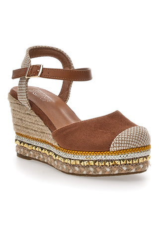 Braune Espadrilles-Sandalen mit Keilabsatz und Schnalle Pittarello Sun 322290