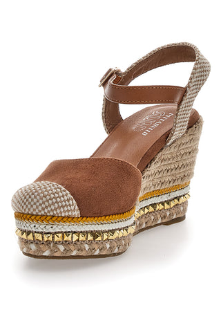 Braune Espadrilles-Sandalen mit Keilabsatz und Schnalle Pittarello Sun 322290