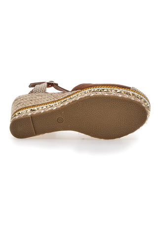 Braune Espadrilles-Sandalen mit Keilabsatz und Schnalle Pittarello Sun 322290