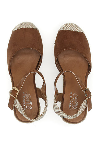 Braune Espadrilles-Sandalen mit Keilabsatz und Schnalle Pittarello Sun 322290