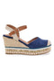 Blaue Espadrille-Sandalen mit Keilabsatz und Schnalle Pittarello Sun 322290