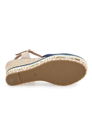 Blaue Espadrille-Sandalen mit Keilabsatz und Schnalle Pittarello Sun 322290