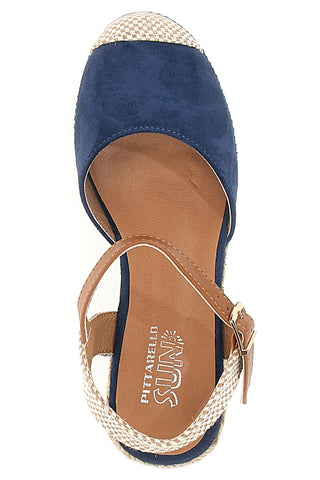Blaue Espadrille-Sandalen mit Keilabsatz und Schnalle Pittarello Sun 322290