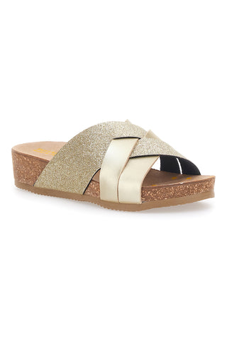 Goldene Hausschuhe mit Glitzer Pittarello Bio 293520