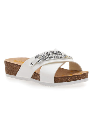 Ciabatte Bianche con Sottopiede In Pelle e Dettaglio Argento Pittarello Bio 293121