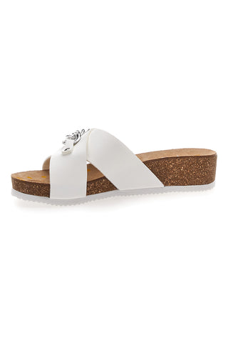 Ciabatte Bianche con Sottopiede In Pelle e Dettaglio Argento Pittarello Bio 293121