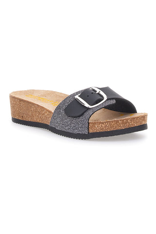 Schwarze Hausschuhe mit Schnalle für Damen Pittarello Bio 29321030